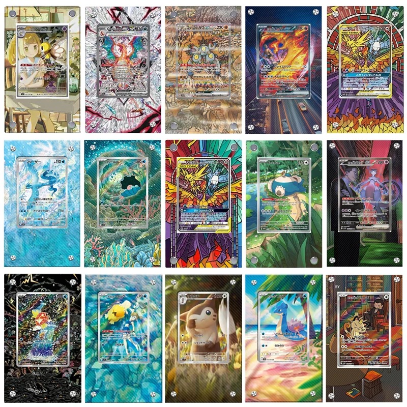 Estuche de exhibición de tarjetas de anime PTCG, Magikarp, Charizard, Snorlax, Lillie, Mewtwo, Charmander, estante de exhibición acrílico extendido para tarjetas de juego