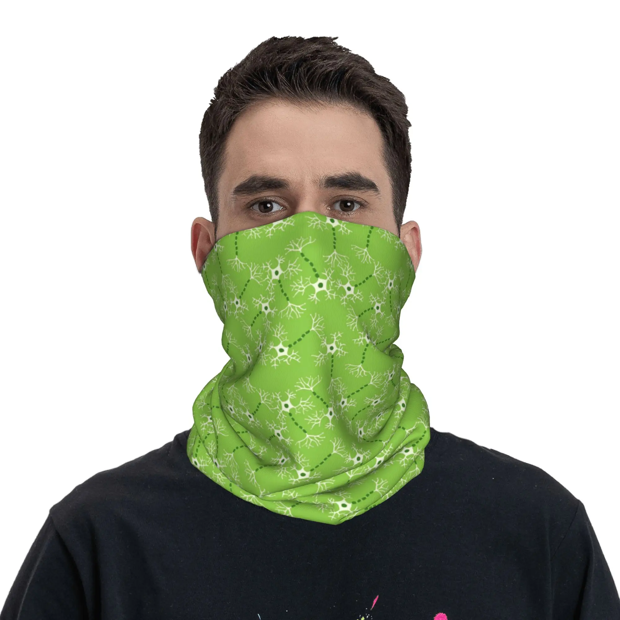 Digital Green Seamless Neurons Bandana Neck Cover Printed Wrap Scarf Multi-use Headwear Cycling Unisex Adult