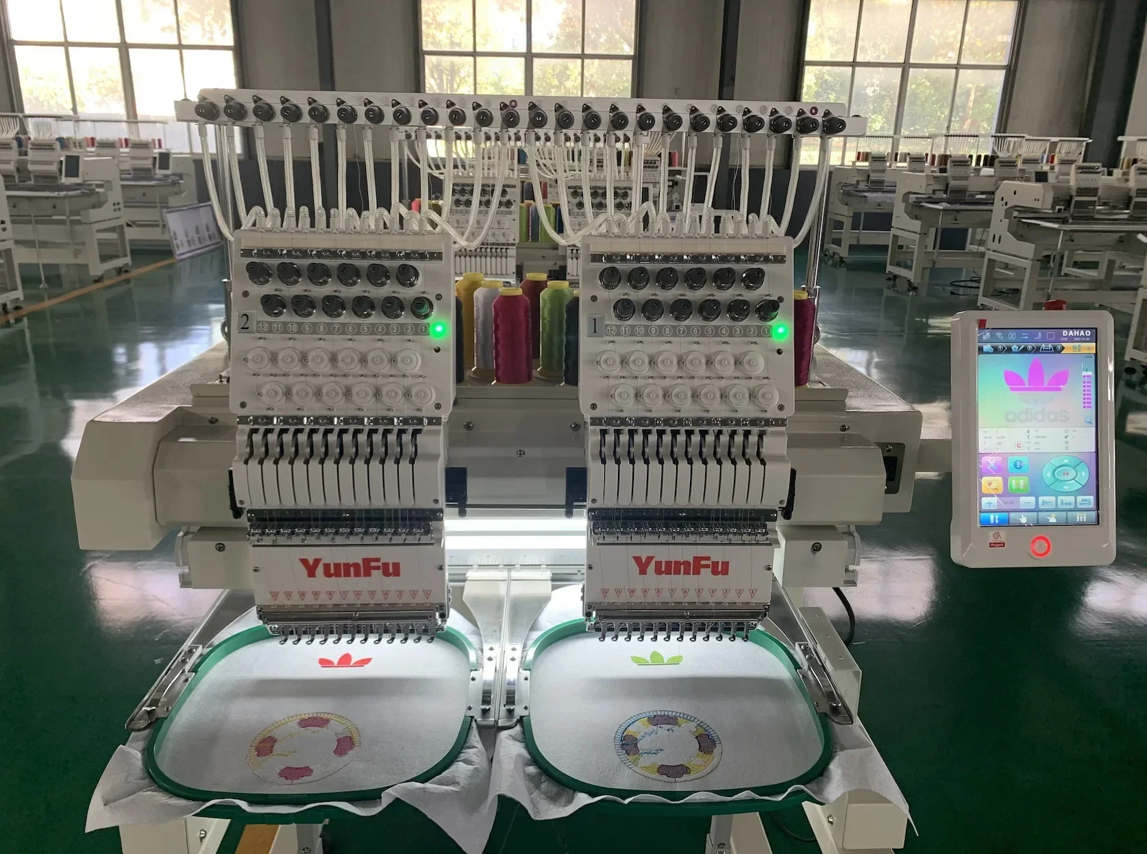 YunFu Domestic Computerized Embroidery Machines 2 Heads Commercial Computerized Embroidery Machine For Sale