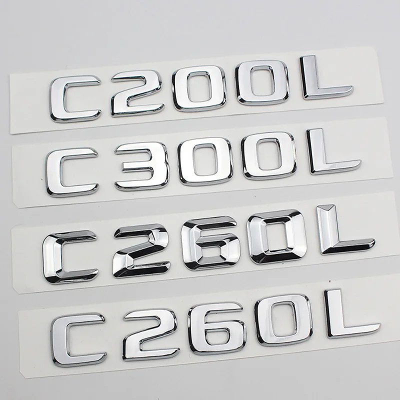 Car ABS Trunk Letters Logo Badge Emblem Decals Sticker For C200L C260L C300L C320L C350L C400L