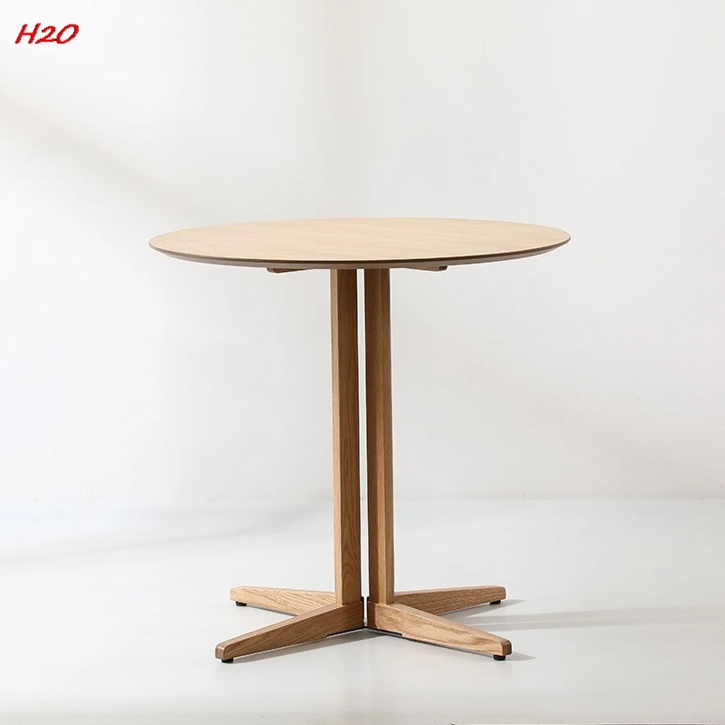 H2O Walnut Round Table Raw Wood Dining Table Fashion Reception Room Reception Cafe Milk Tea Shop Meeting Room Table Hot New