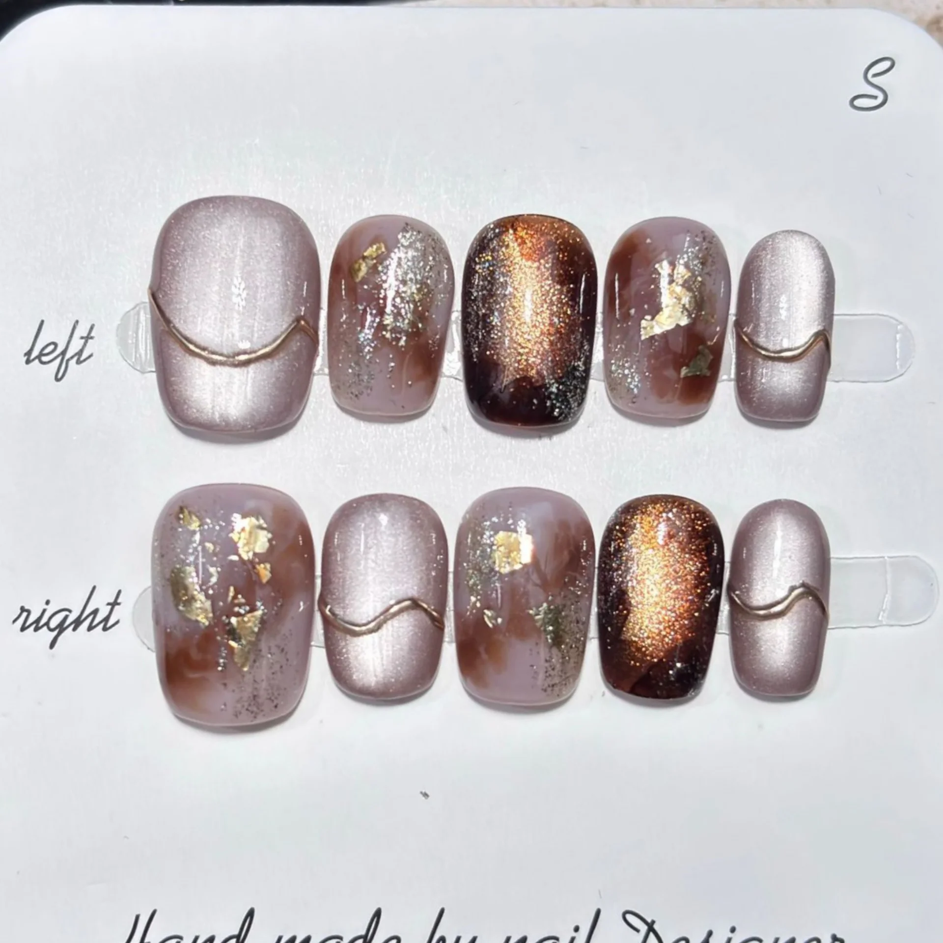 

10 шт. Накладные ногти ручной работы с блестками и эффектом кошачьего глаза, короткие квадратные, с дизайном из пайеток, для нанесения на ногти, накладные типсы для маникюра