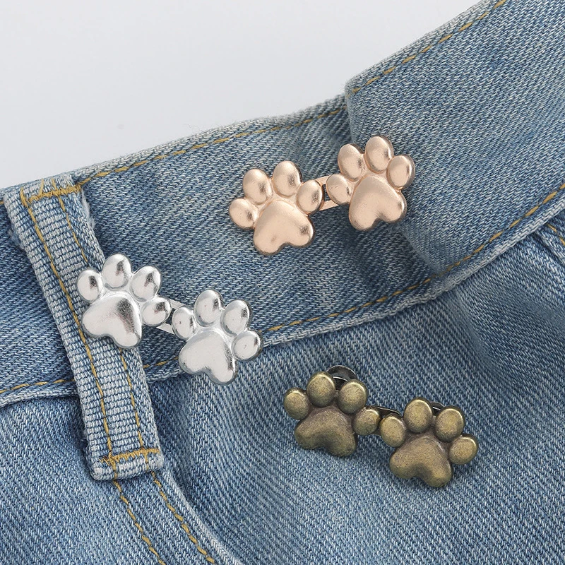 1Pcs Cartoon Cute Paw Prints Waist Buckle Removable Pant Clips Adjustable Waist Tightener No Sewing Required Waist Buckle