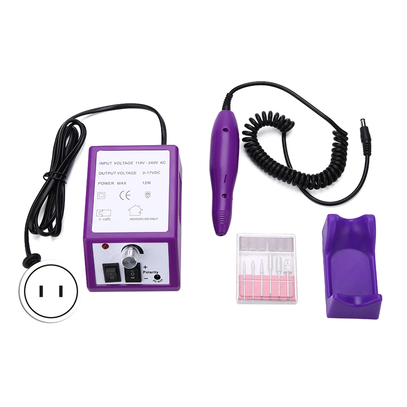 Kit trapano levigante per pedicure manicure professionale per lima per unghie elettrico viola