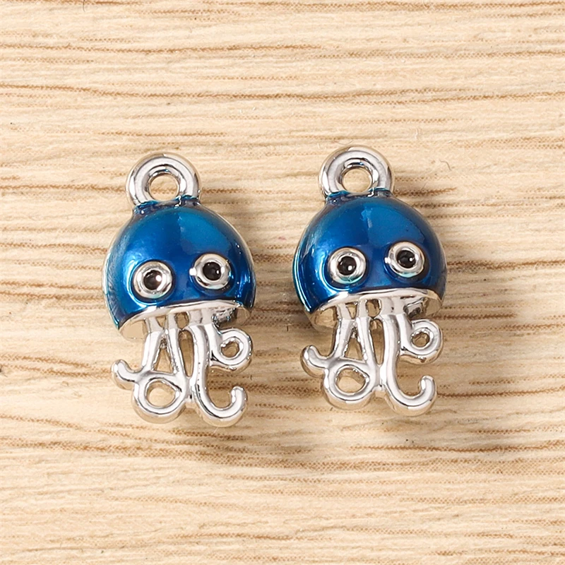 5 Stück niedliche, gemischte Emaille-Anhänger mit Motiven von Meereslebewesen wie Seesternen, Fischen und Hummern für die Schmuckherstellung, Ohrringe, Halsketten, DIY-Bastelbedarf. – Detail 22