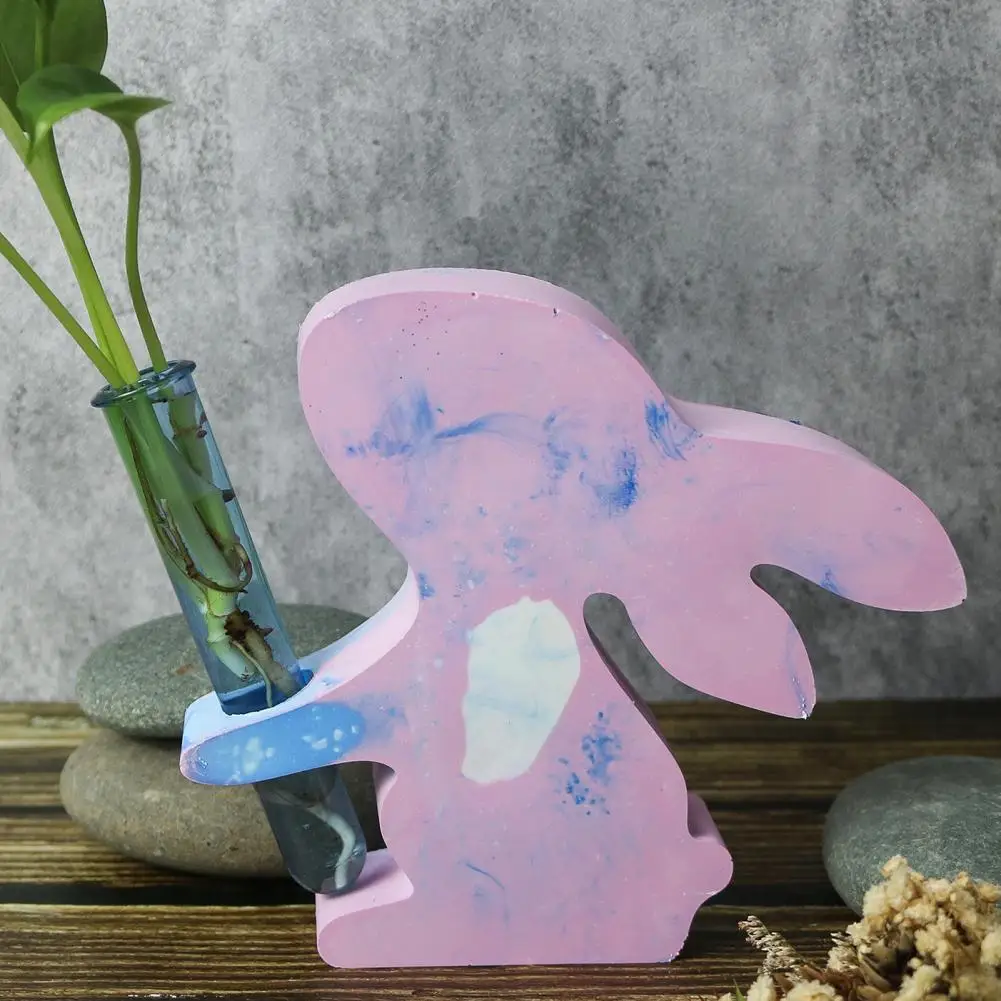 Bunny Flower Vase Mold with 3 Hydroponic Plants Test Tube Easter Bunny Vase Mold Diy Rabbit Propagation Silicone Rabbit Mold