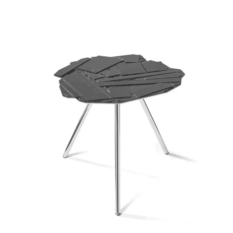 

Italian splicing glass coffee table Modern high-end light luxury designer small apartment living room household stainless steel