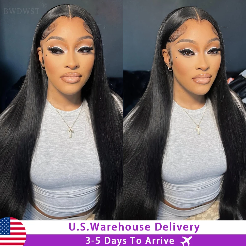 

Натуральные черные парики из человеческих волос, 40-42 дюйма, прямые, с кружевной передней частью, плотность 250, кружево 13x4 и 13x6