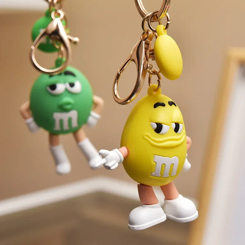 Cartoon Resin Chocolate Beans Keychain Resin Doll Couple Key Chain For Men's Women's Jewelry Bag Pendant Lovely Keychain 2024