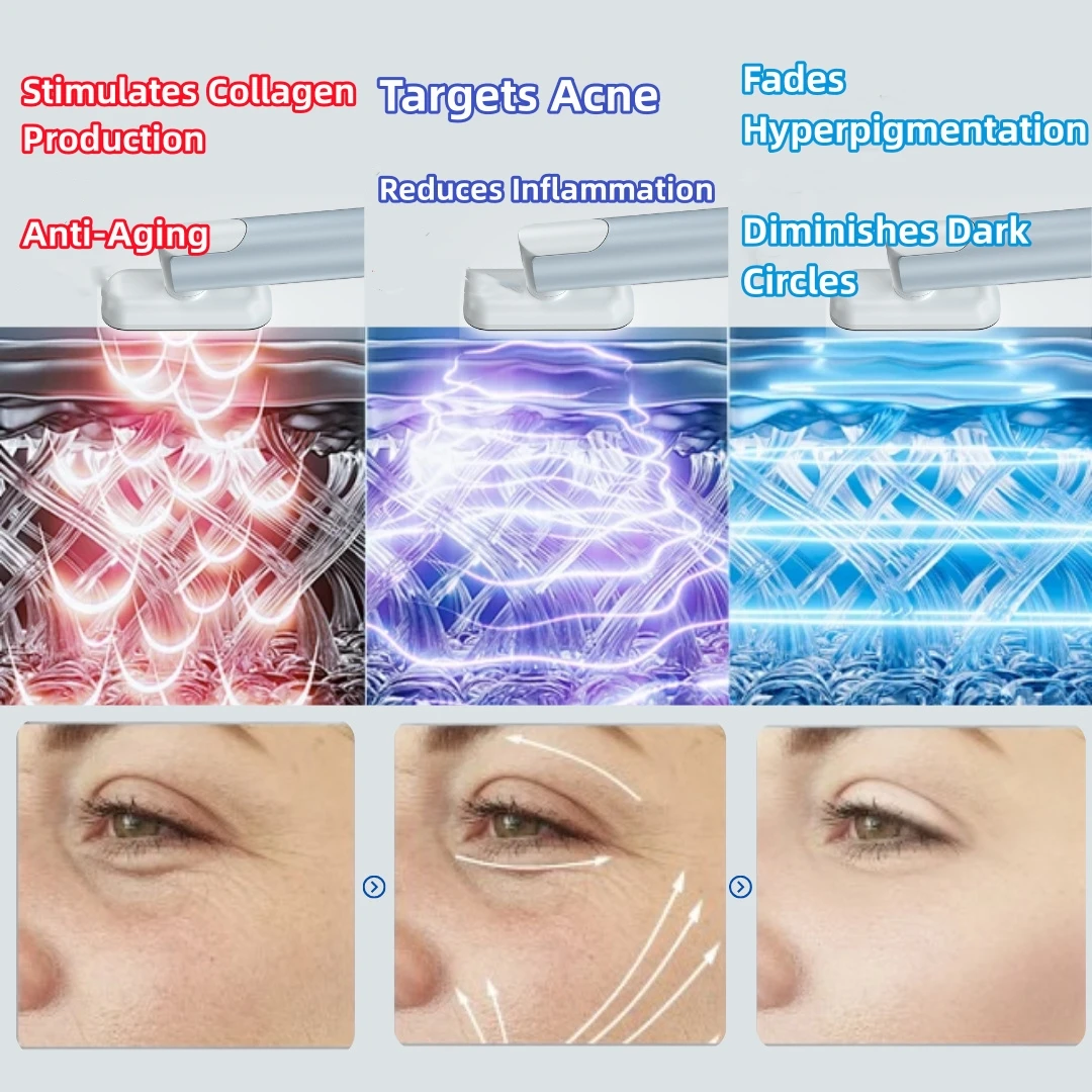 Dispositivo de belleza para ojos y cara con 7 LED, dispositivo de Estiramiento facial de microcorriente EMS, masajeador para ojos y cuello, herramientas de belleza para el cuidado de la piel