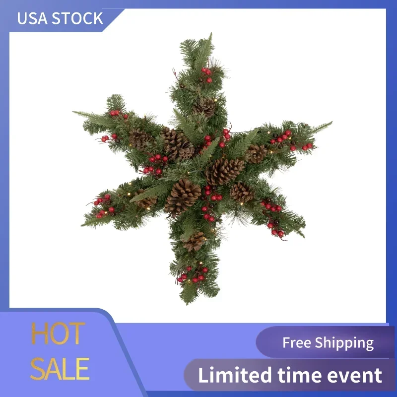 

32" Artificial Mixed Pine and Berries Christmas Snowflake Wreath