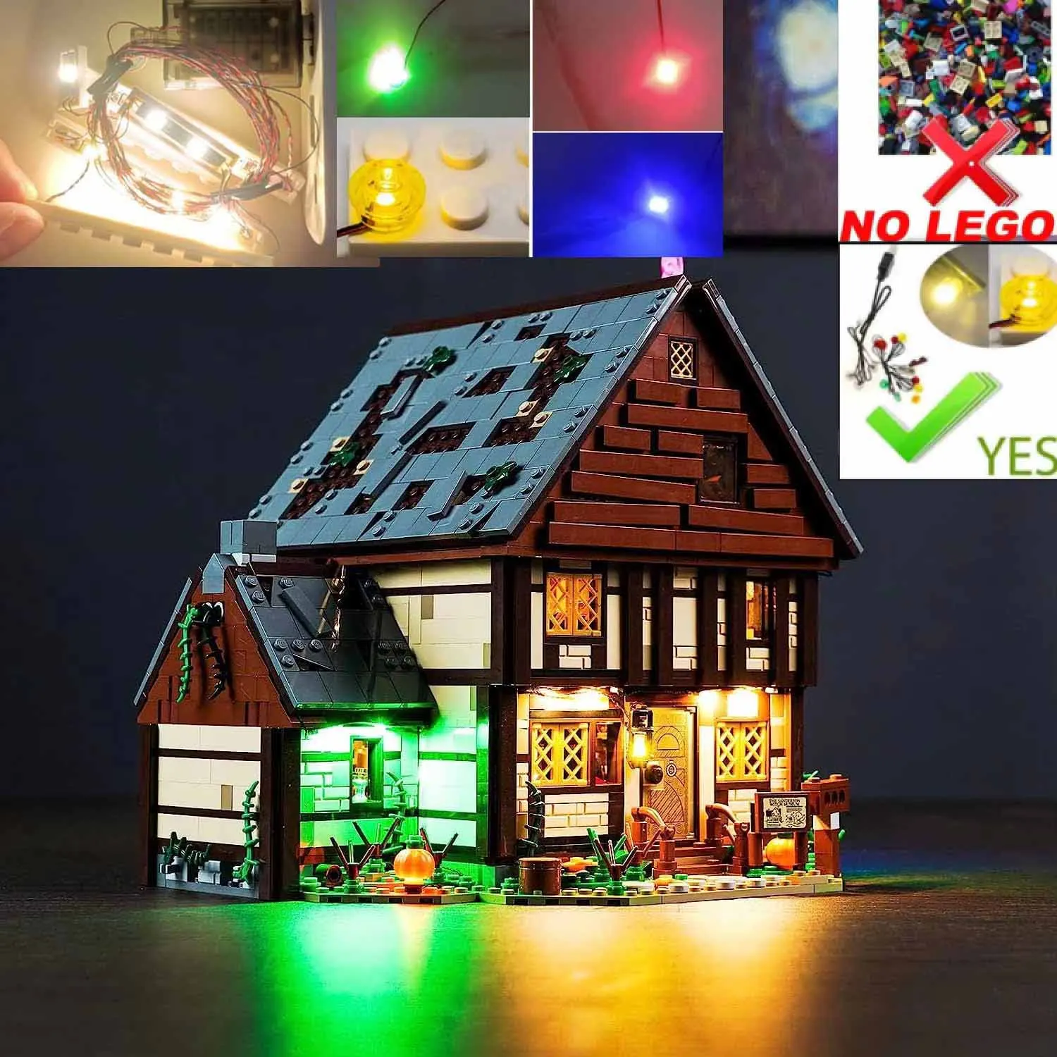 USB Light Kit for Lego 21341 The Sanderson Sisters' Cottage Building Blocks Brick-Not include Lego Model