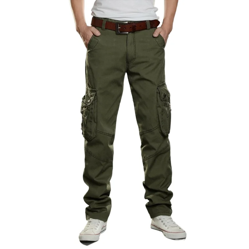 

Men's Workwear Pants with Multiple Pockets, Casual Military Pants, Card Color, Black Straight Leg Sports Outdoor Men's Pants