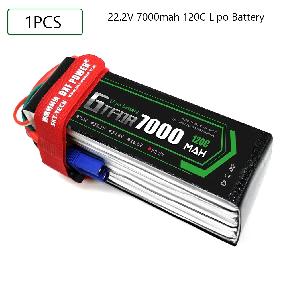 GTFDR 6S Lipo Battery 22.2V 7500mAh 7000mAh 6500mAh 5200mAh XT90 XT60 T for FPV Drone Airplanes Quadcopter Boat Truck Helicopter