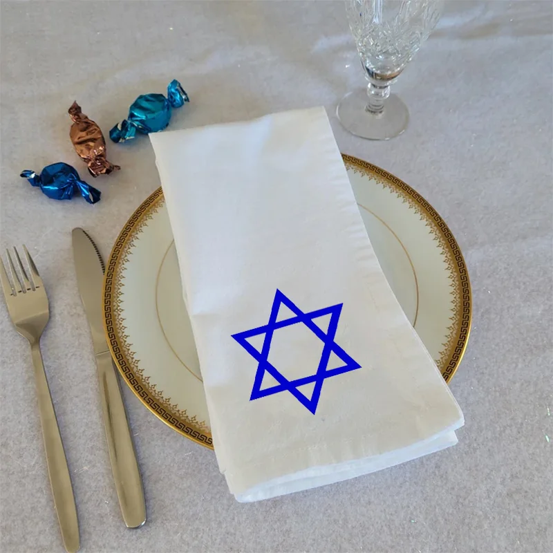 2pcs Star of David napkins Jewish judaica Shabbat Shalom Hanukkah Purim Passover Pesach Shavuot dinner Table Decoration Gift