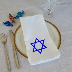 1pcs Star of David Tea Towel Jewish Judaica Shabbat Shalom Hanukkah Purim Passover Pesach Shavuot Dinner Table Decoration Gift