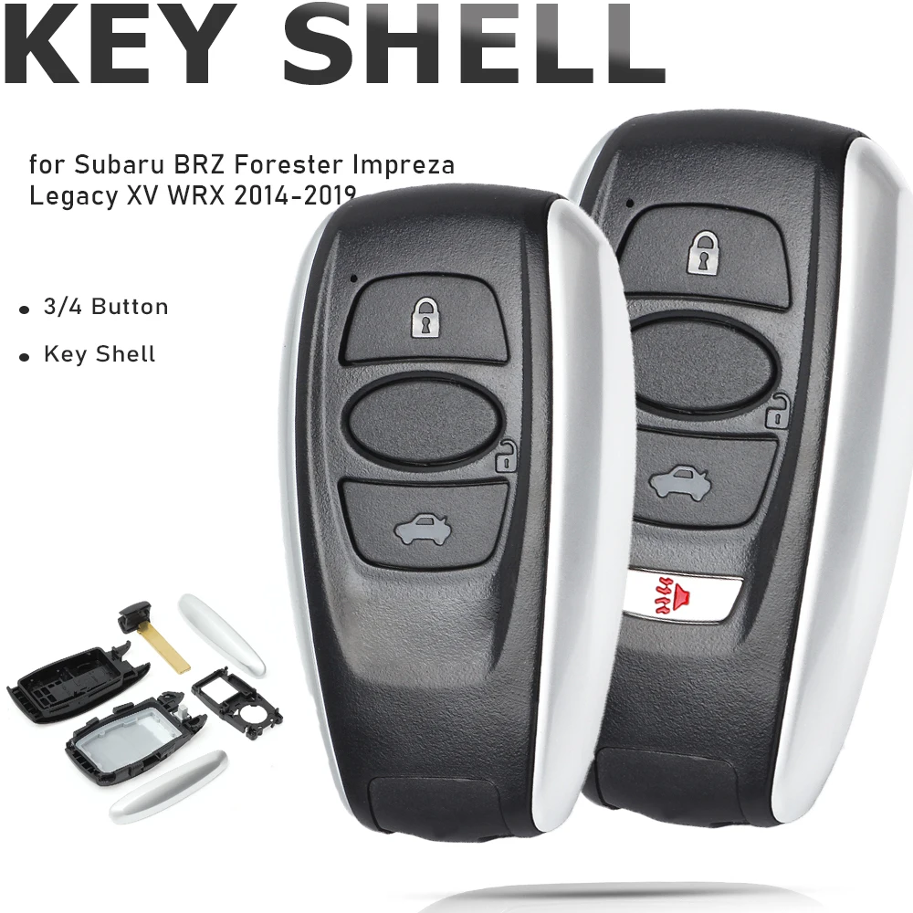 KEYECU Smart Remote Key Shell 3/4 Button Fob for Subaru BRZ Forester Impreza Legacy XV WRX 2014-2019