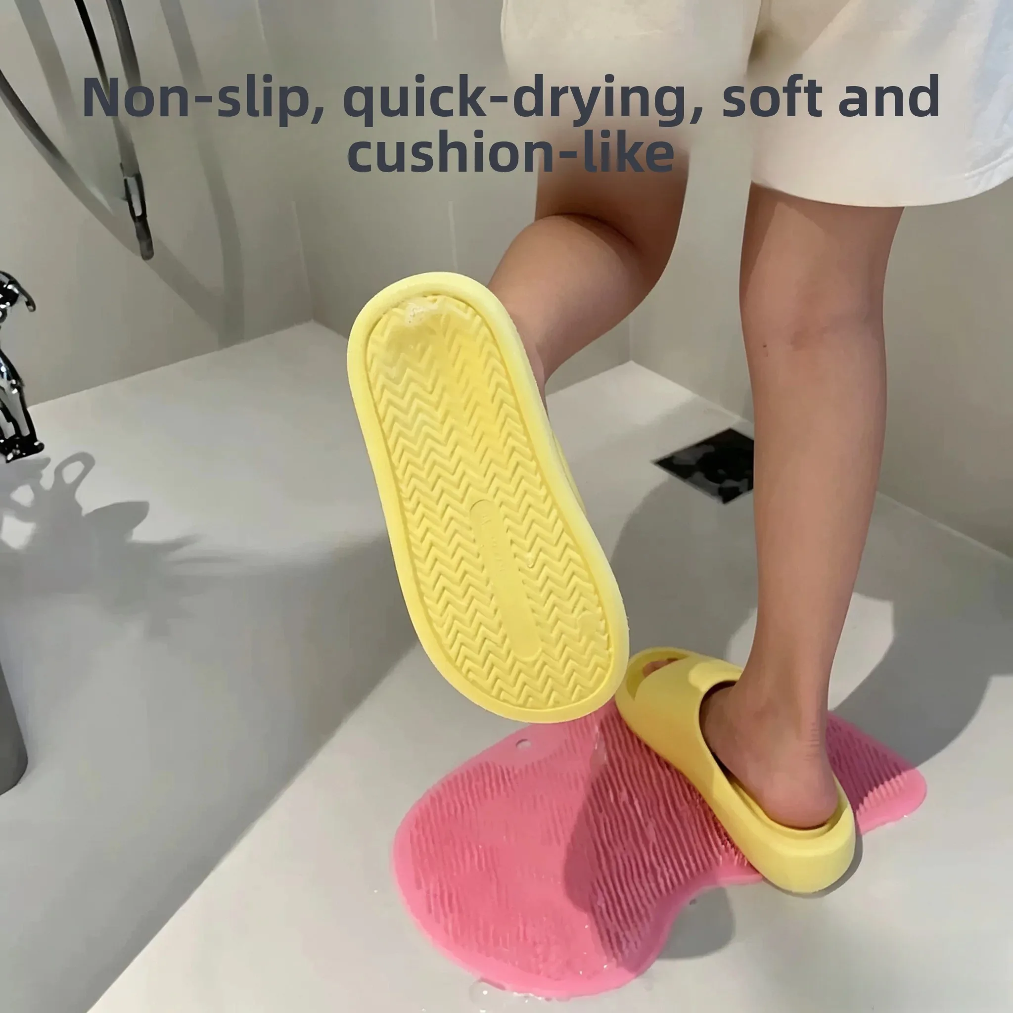 

Slip-Resistant Silicone Slippers Mud Removal Lazy Brush Bathroom Deep Cleaning Multi-Functional Anti-Slip Mat Foot Massager