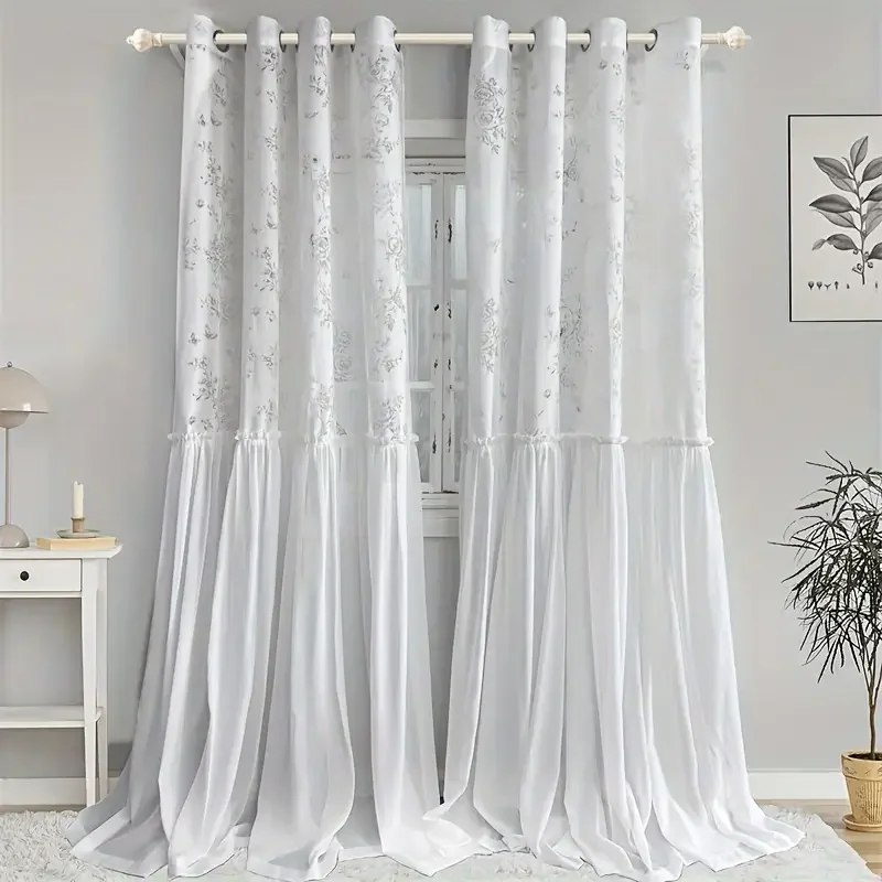 Durchsichtiger Vorhang im Schmetterlingsausschnitt-Design, Vorhänge im japanischen Stil für Wohnzimmer, Schlafzimmer, Küche, dekorative Fensterabdeckung in reiner Farbe