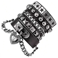 3 pieces/set Gothic punk rock jewelry set - studded bracelet, daily and party Gothic accessories Valentine's Day birthday gift