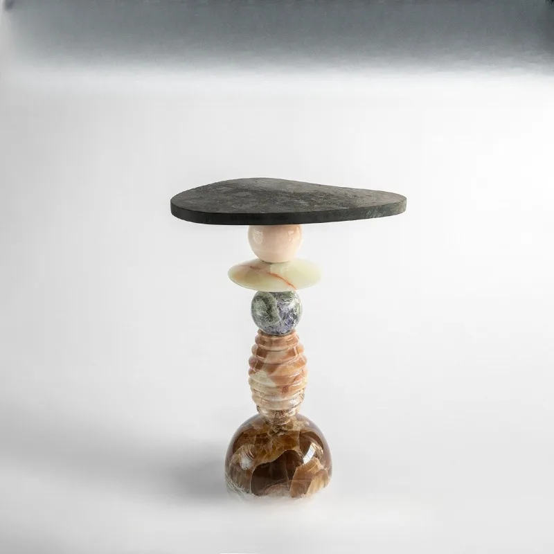 

Nordic creative natural marble art small side table designer living room sofa side table