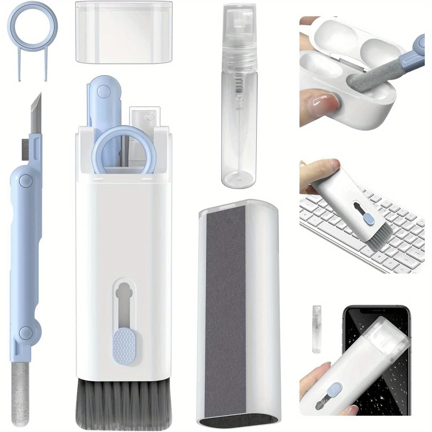 Keyboard cleaner, keyboard cleaner, empty spray bottle, laptop cleaner with brush, suitable for TWS/laptop/mobile phone/computer