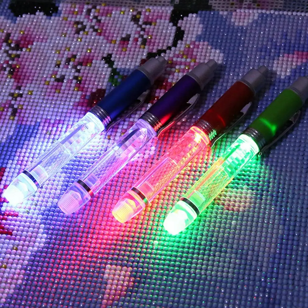 1 Set Drill Pen LED Light Rhinestone Painting Pen Set DIY Rhineston Dotting Pen with Replacement Tips Jewelry Making Drill Pens