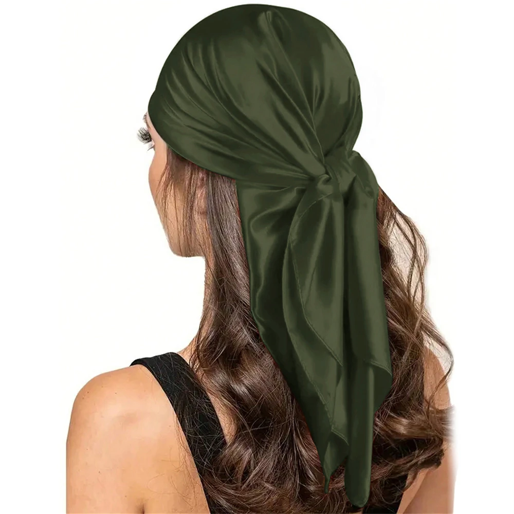 

Шарф-хиджаб однотонного цвета для женщин, шелковый атласный платок, повязка на голову, женские квадратные шали, головные платки для женщин