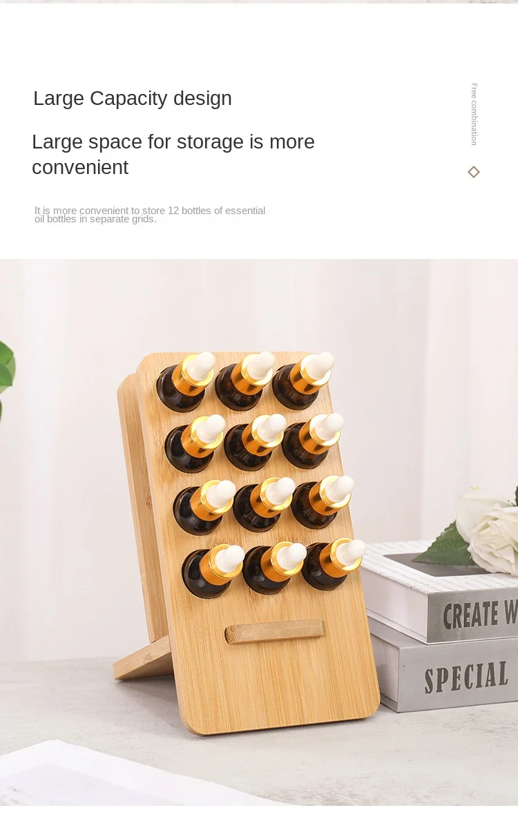 12 Holes 15ML Wooden Essential Oil Bottle Display Stand for