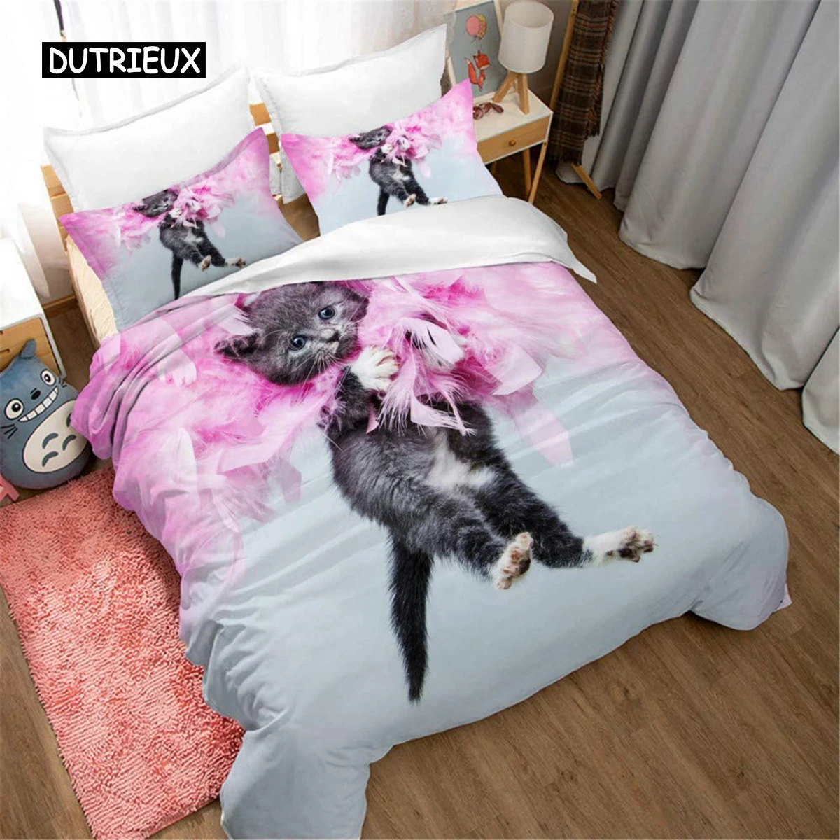 Cat Duvet Cover Set Lovely Animal Bedding Multiple Colour Bed Sets 2/3/PCS Quilt Covers/Pillowcases Twin/Full/Queen/King Size