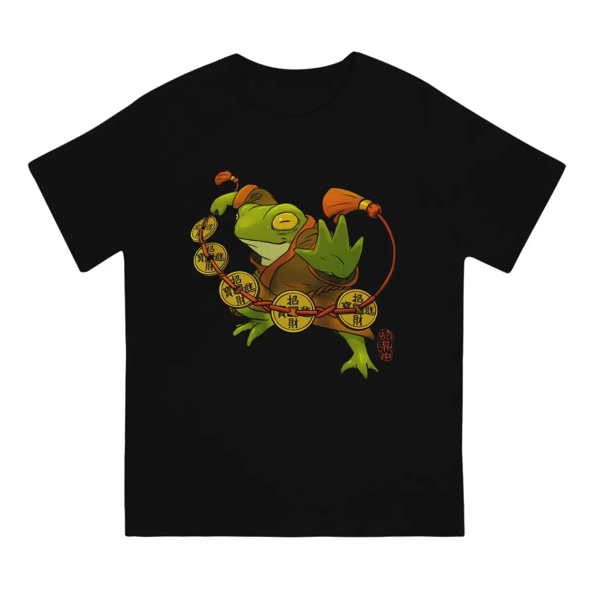 Lucky Coins O Neck TShirt Funny Frog Animal Pure Cotton Original T Shirt Men Clothes Individuality Hot Sale