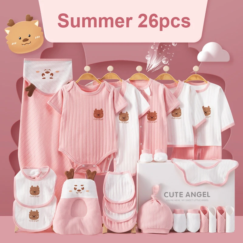 

Thin Style 22/26 Pieces Newborn Clothes Baby Gift Pure Cotton Set 0-6 Months Summer Kids Suit Unisex Without Box