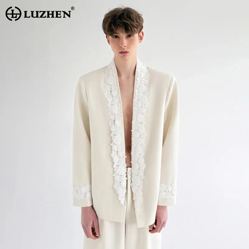 

LUZHEN Luxury Elegant Handsome Blazer Coat Men's 2025 Original Embroidery Three-dimensional Patchwork Design Male Clothes JY3181