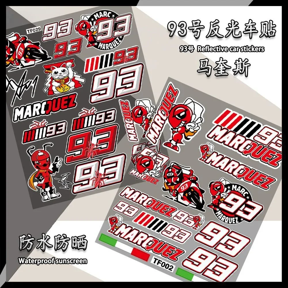 

Helmet Reflective Stickers Motorcycle Sponsor 93 Marquez Red Ant Scooter Dirt Bike Modification Waterproof Decorative Decals