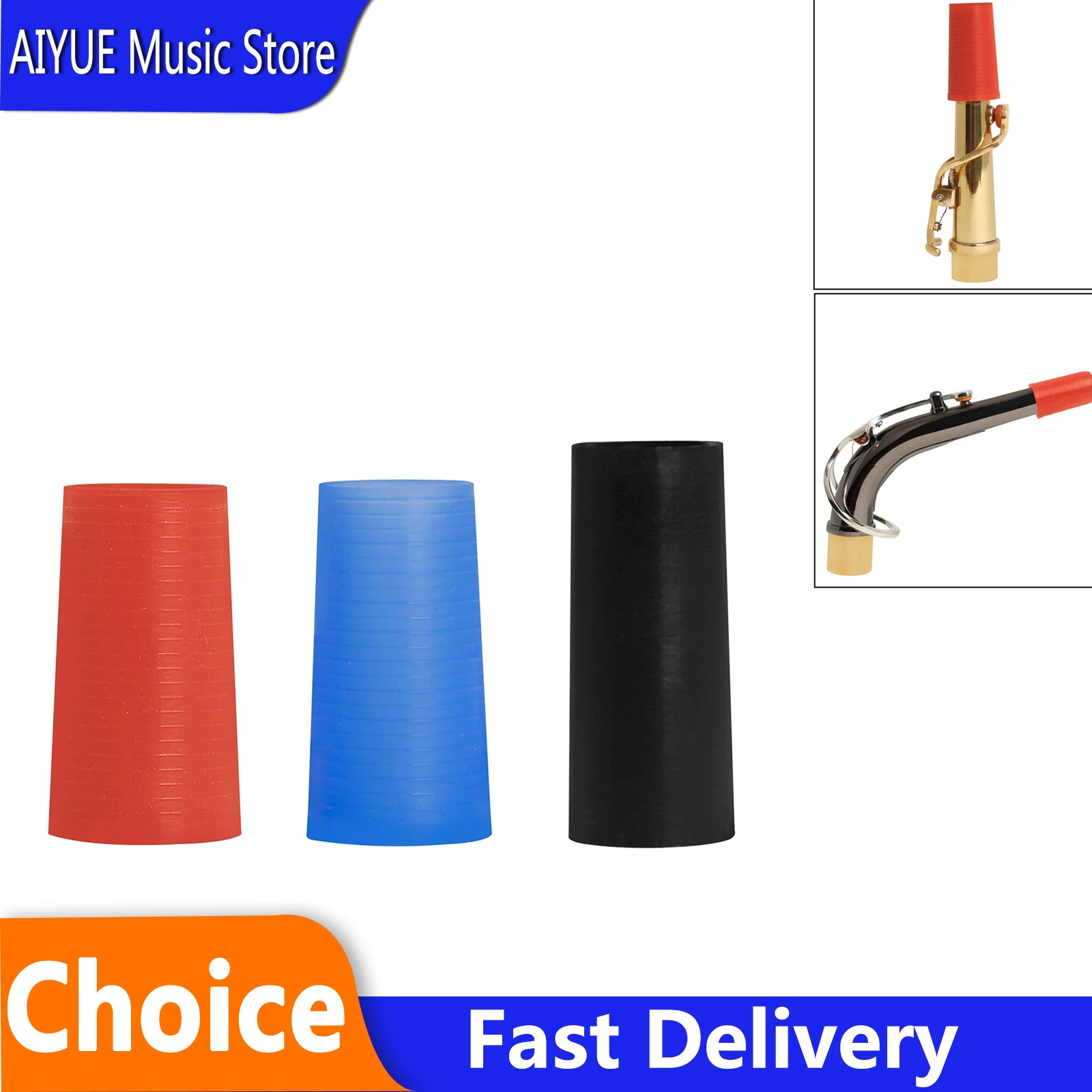 3 Pcs Baritone Tenor Saxophone Silicone Sleeve Curved Neck Cork Universal Protective Cover Replacement Woodwind Instrument Parts