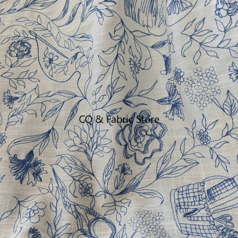 

Unique Embroidered Linen Fabric For DIY Clothing And Home Decor Cloth By The Yard