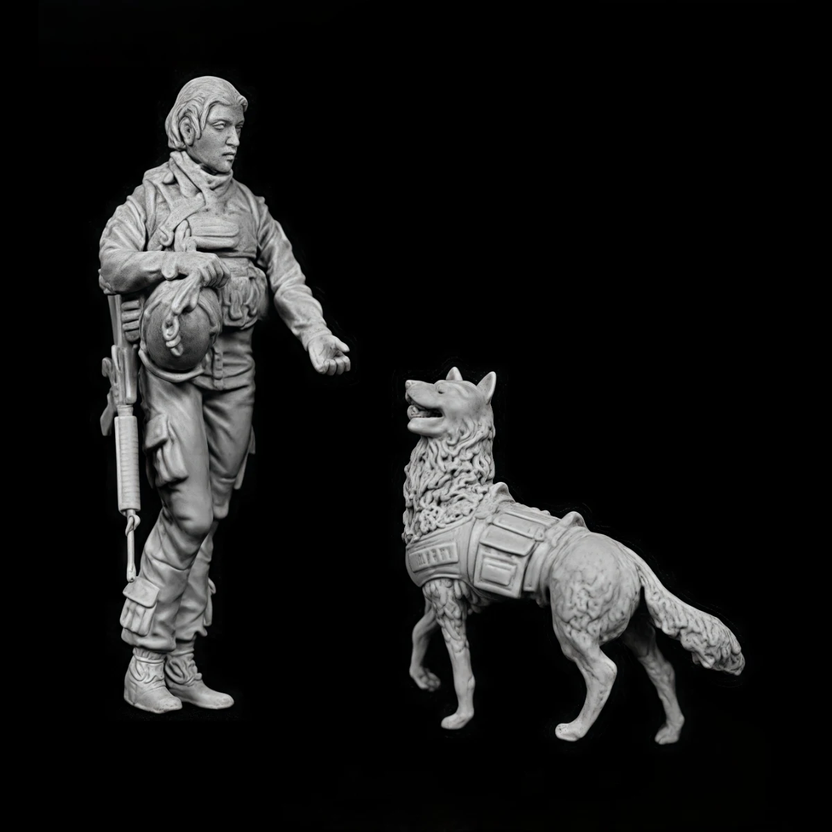 

1/35 resin unpainted model kit, military theme, modern American female soldier with dog unassembled and unpainted GK, 1839R