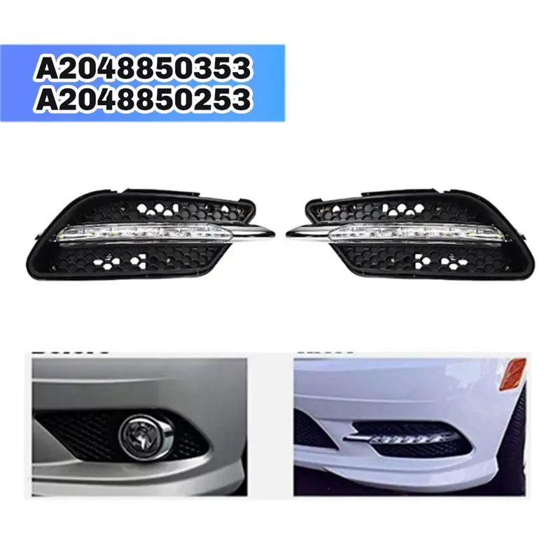 Car Front Fog Light Grille Cover Honeycomb With Fog Lamps For Mercedes Benz C-Class W204 2008-2010 A2048850353 A2048850253-T61C view 3