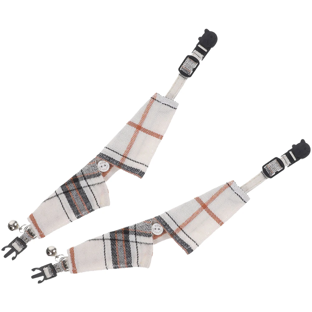 

2Pcs Cat Collar Kitten Collars Adjustable White Color Bell Design Pet Supplies Cloth Material Durable Strong Style Dog