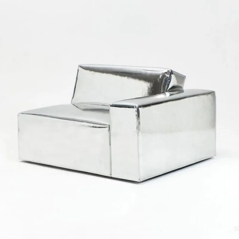 

Design punk style replica sofa studio store pearlescent silver mirror leather sofa