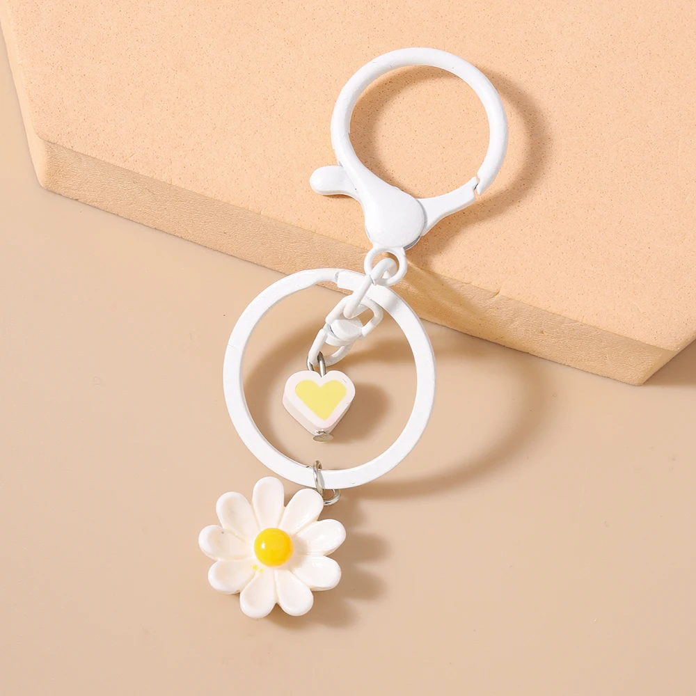 Aihua Niedlicher Gänseblümchen-Schlüsselanhänger für Frauen und Mädchen, Schlüsselring-Anhänger zur Handtaschendekoration, DIY Handgemachter Schlüsselanhänger, Schmuckgeschenke – Detail 5