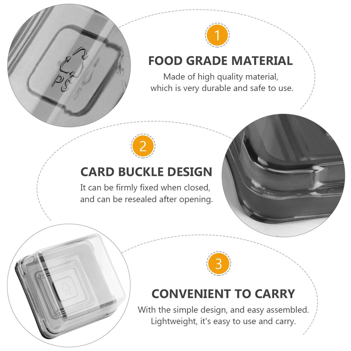 

100pcs Square Disposable Plastic Transparent Packaging Boxes For Cake Dessert Bread Lightweight Easy Assembled Container