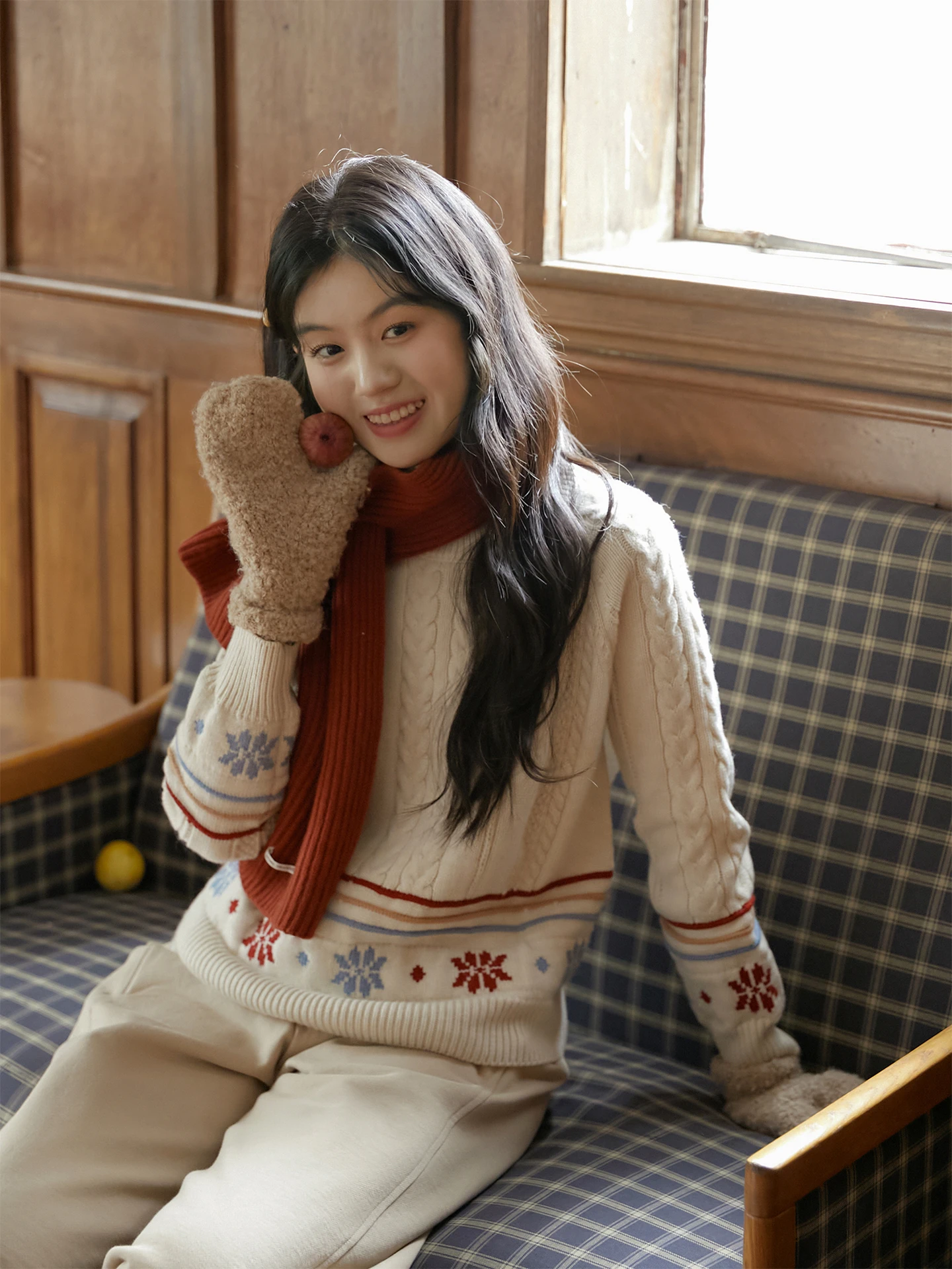 

Женский вязаный свитер Nesoulum свободного кроя с узором Fair Isle, теплый, термоизолирующий, осенне-зимний, повседневный, с круглым вырезом, длинный рукав