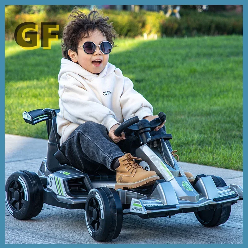 Kids 2 Wheel Drive Electric Go-kart 4-wheel Drift Car Male and Female Baby Rechargeable 12V Electric Vehicle with Remote Control