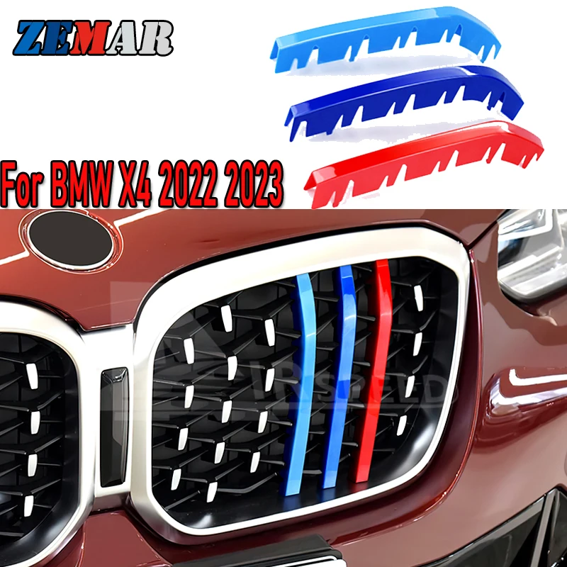 

Автомобильная решетка ZEMAR для BMW X4 G02 xDrive30i 2022 2023, 3 шт.