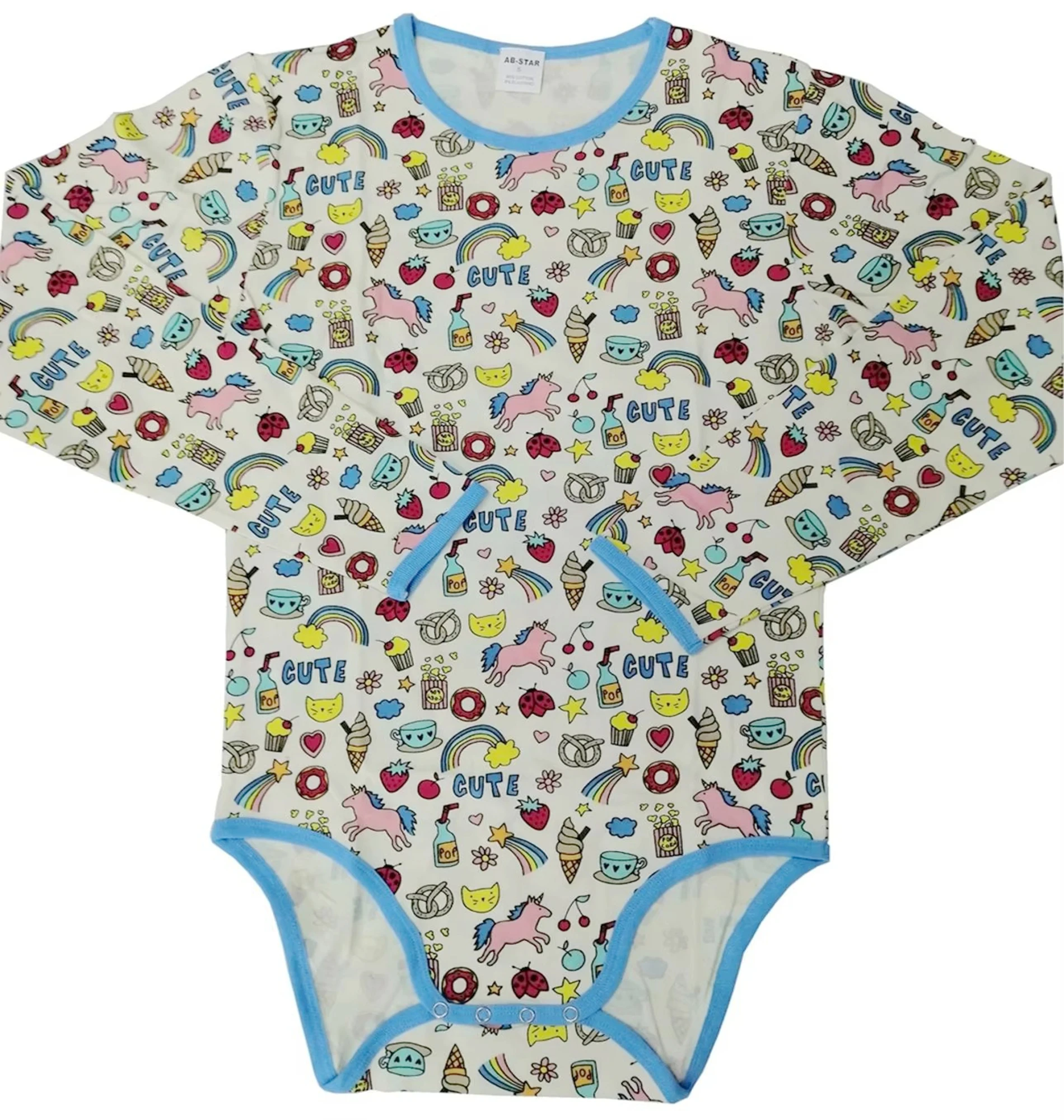 Rainbow bodysuit with sleeve/adult long sleeve bodysuit romper /adult bodysuit/abdl clothes/adult onesie