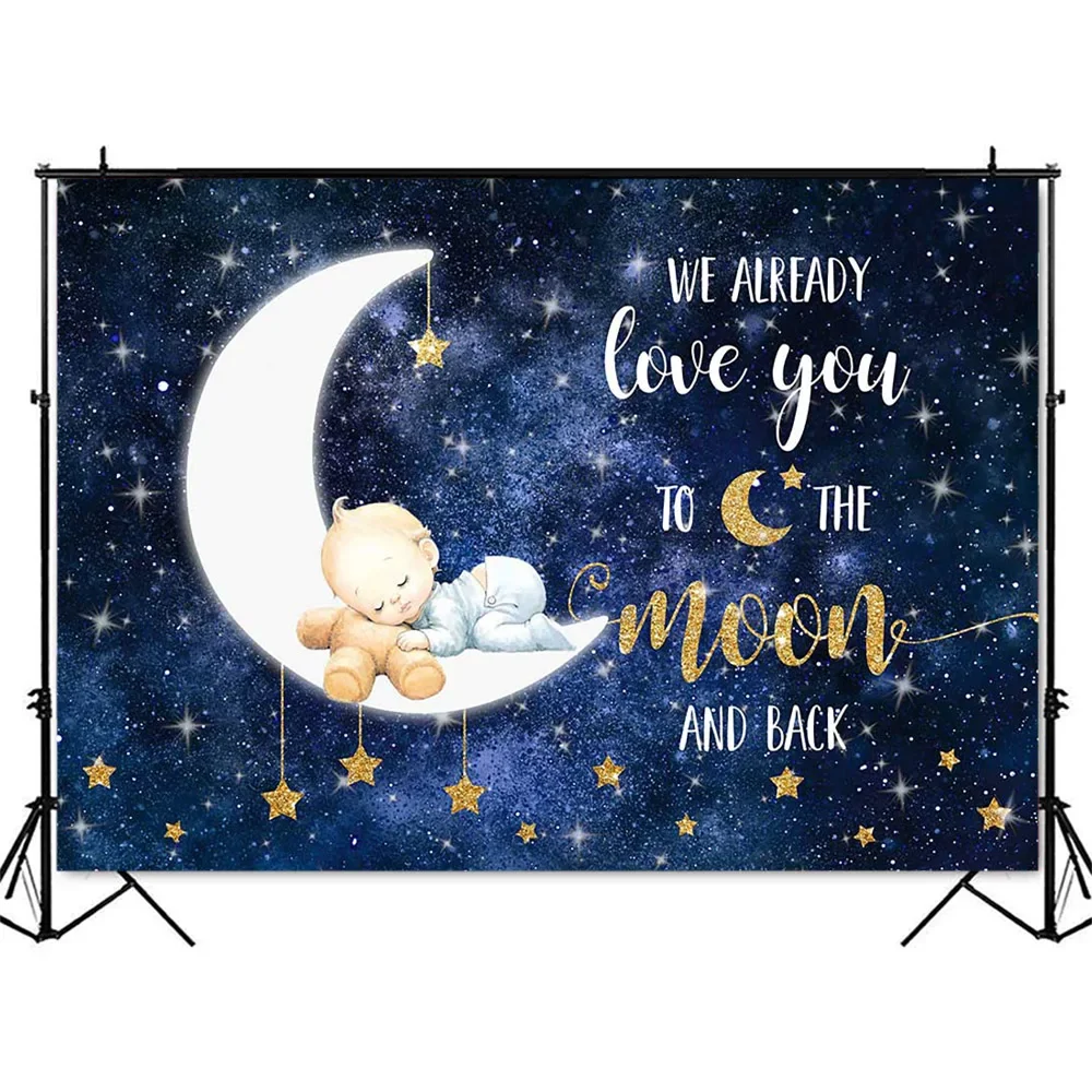 خلفية Twinkle Twinkle Lttle Star للتصوير الفوتوغرافي نحن نحبك إلى القمر والظهر كابينة تصوير خلفية دعائم التصوير الفوتوغرافي