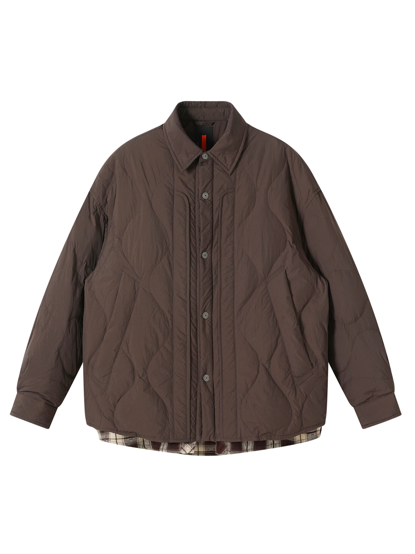 

Легкая стеганая куртка для мужчин с клетчатыми вставками, имитация двухслойной верхней одежды, зимняя, в американском ретро-стиле, с защитой от холода