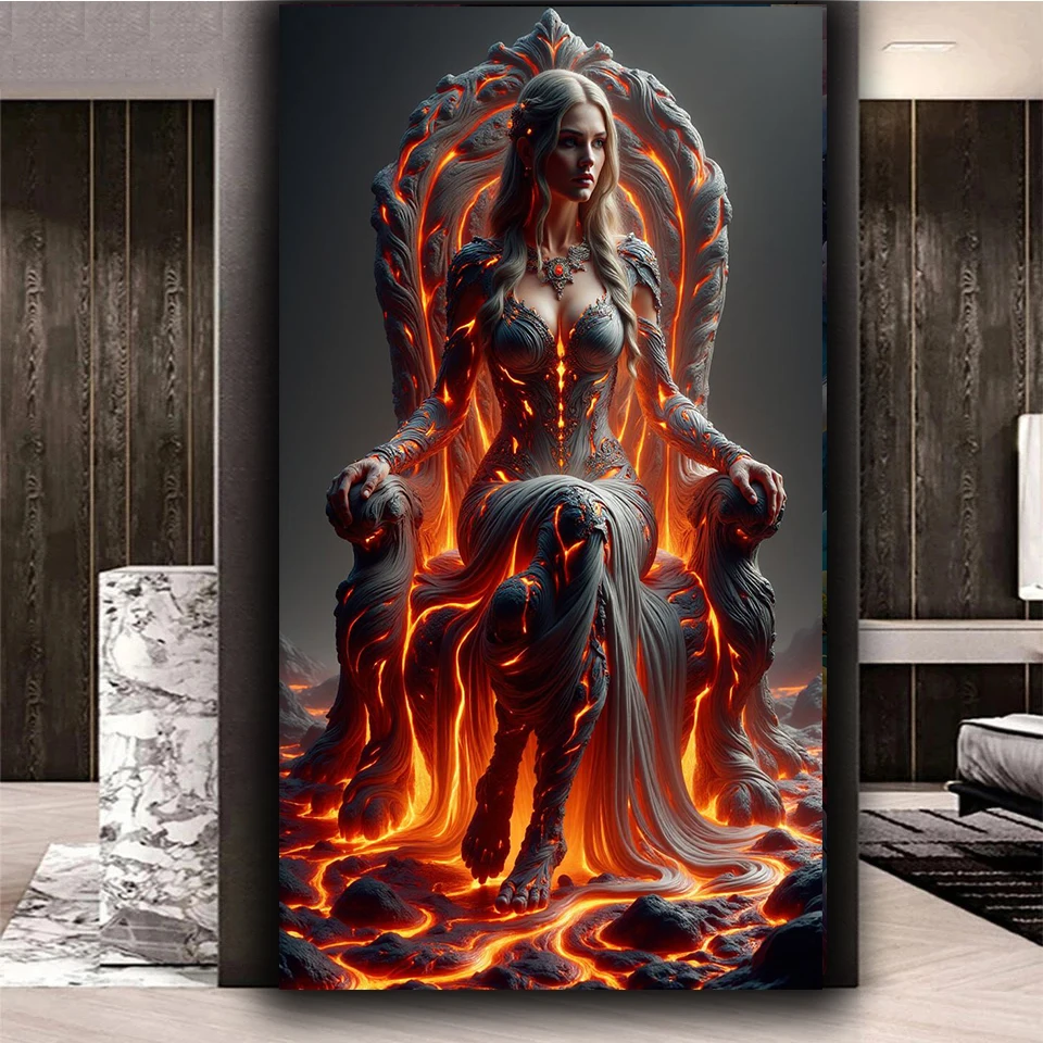 Large Size Volcano Goddess Full round Square Diamond Painting Kit DIY Rhinestone Embroidery Home Decor Art Mosaic