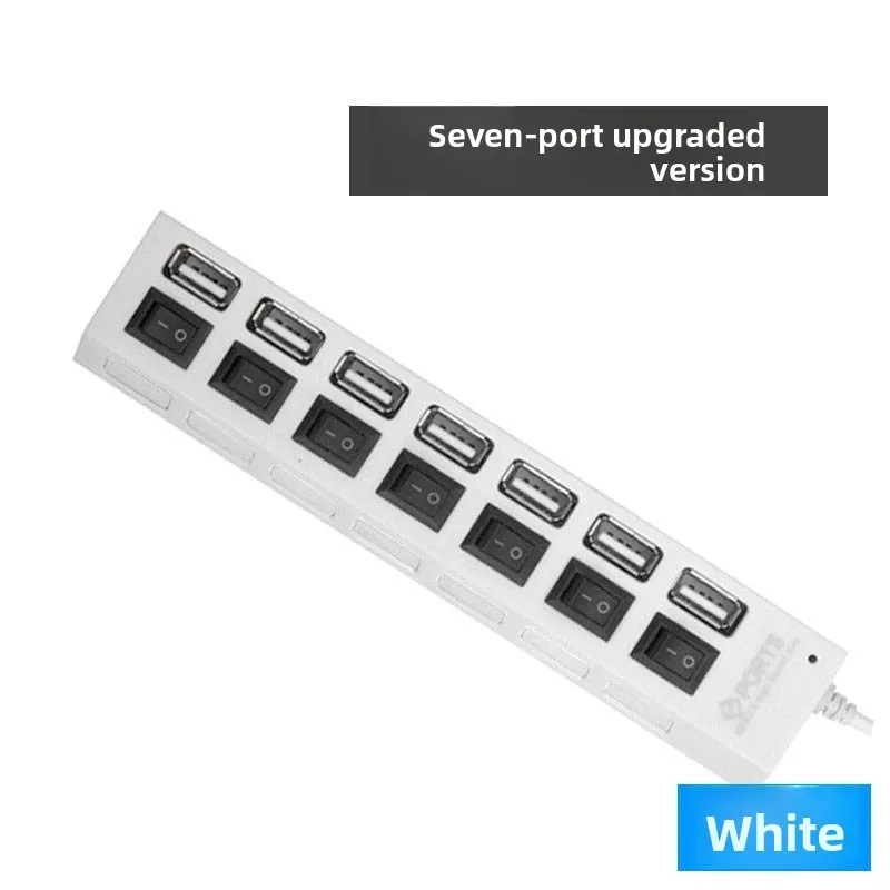 Home USB 2.0 Hub For Multi USB Splitter Ports Hub Use Power Adapter7 Port Multiple Expander Hub with Switch Cable